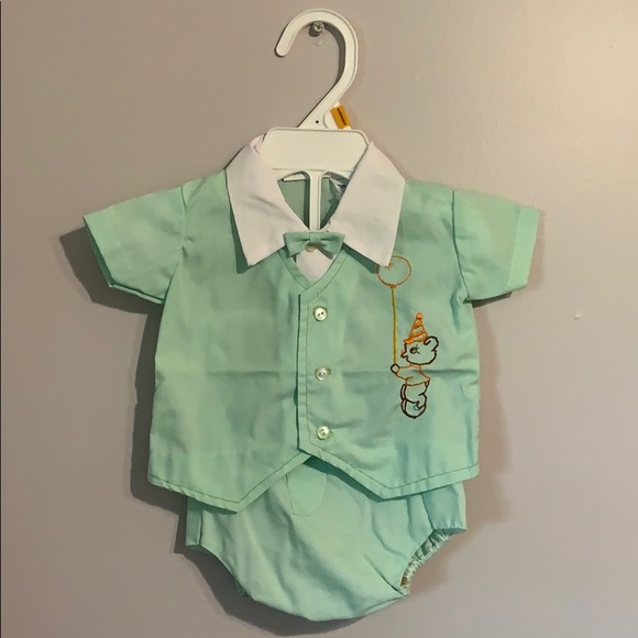 Catton Candy Mint Green Teddy Bear Vintage 2 Pc - Picture 1 of 7